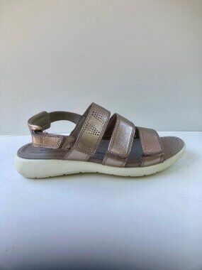 ECCO Women's Soft 5 3-Strap Sandals, Rose/Gold